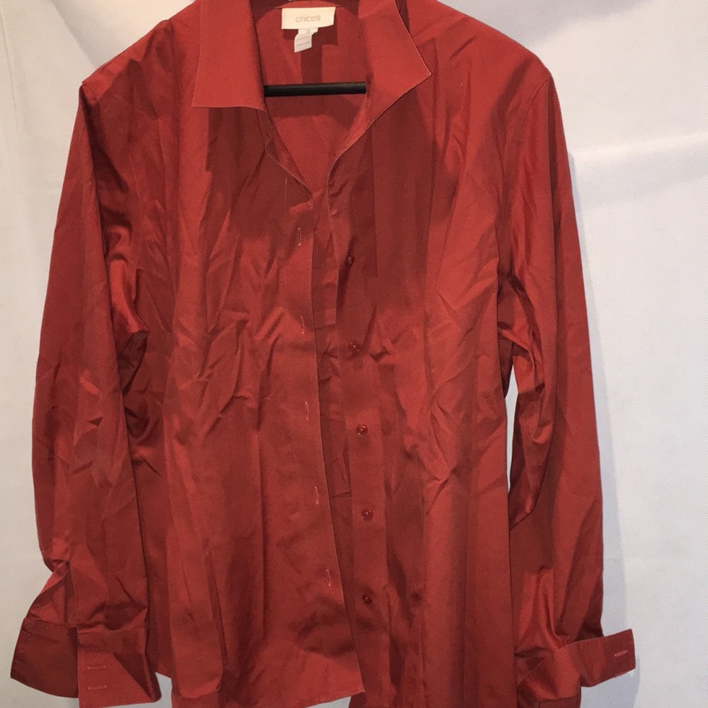 Chico's Rust Red Button-Up Shirt - Women's Long Sleeve